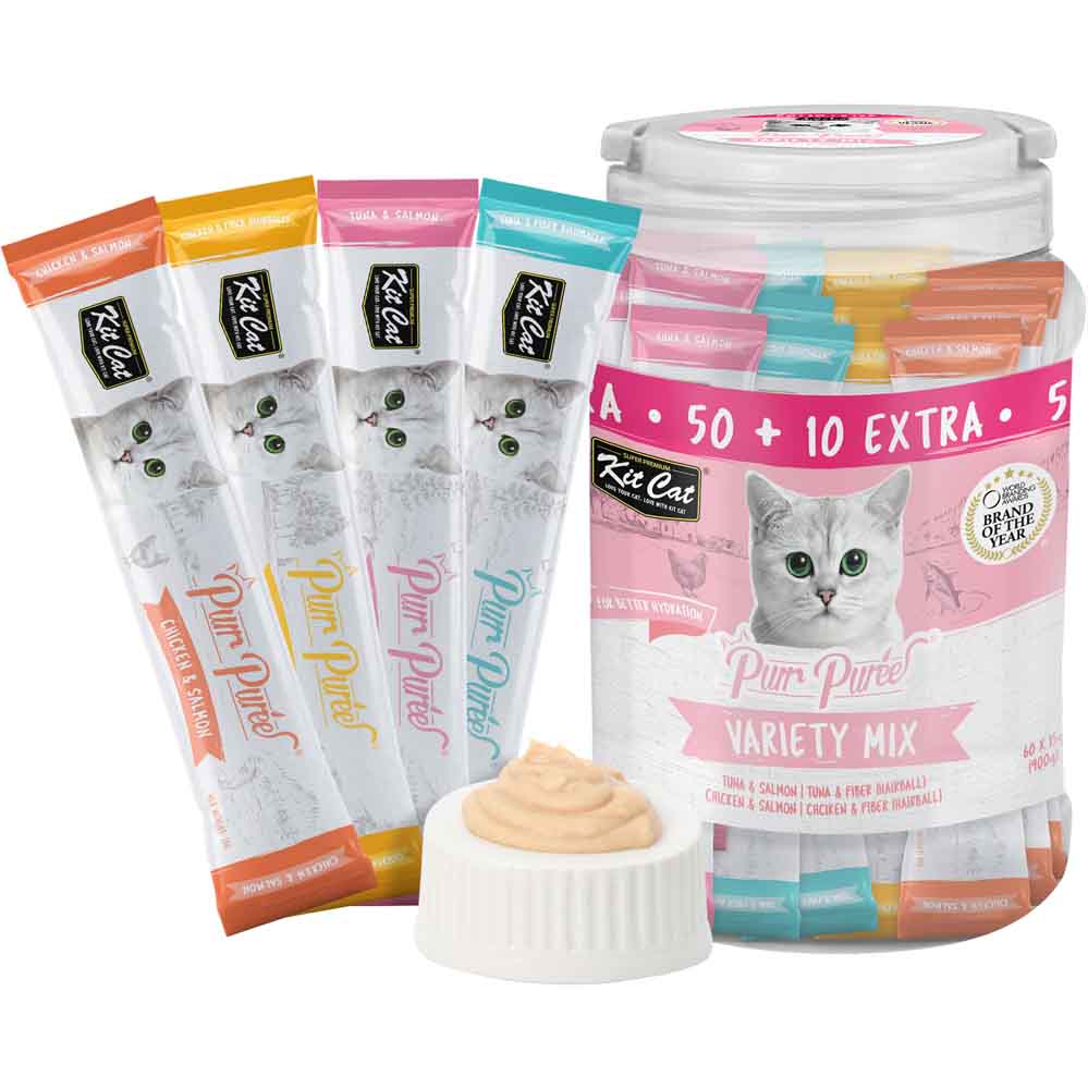 Kit Cat Purr Puree Variety Tub Cat Treats 60 Sticks (900g)