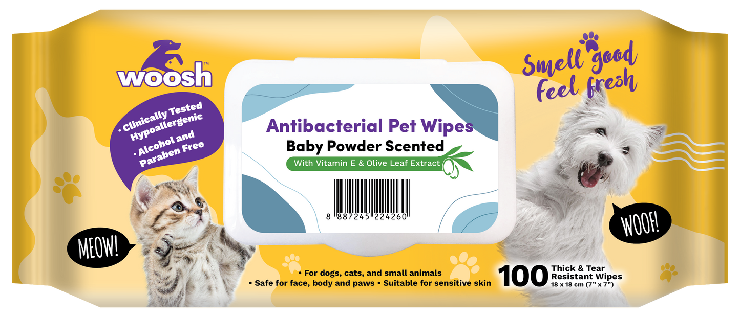 Woosh Antibacterial Pet Wipes 100 Pcs
