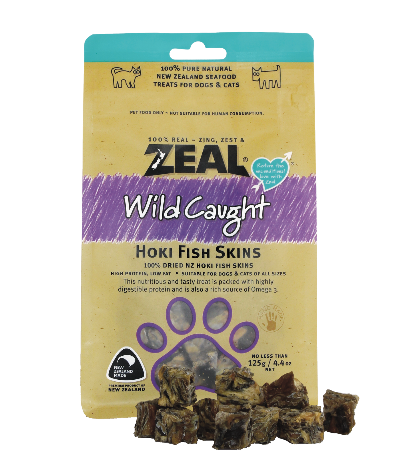 Zeal Hoki Fish Skins Cat & Dog Treats [Wt: 125 g]