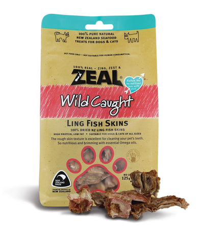 Zeal Dried Ling Fish Skins Cat & Dog Treats [Wt: 125 g]