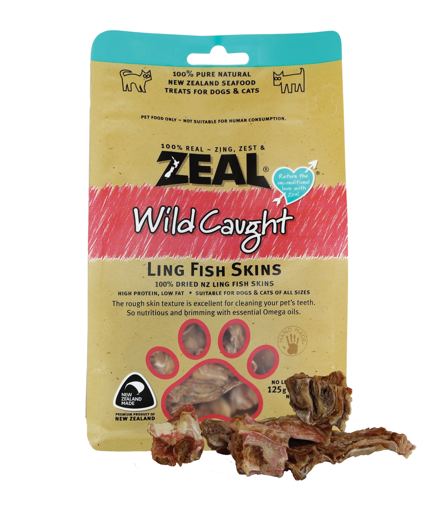 Zeal Dried Ling Fish Skins Cat & Dog Treats [Wt: 125 g]