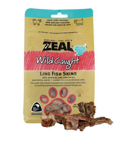 Zeal Dried Ling Fish Skins Cat & Dog Treats [Wt: 125 g]