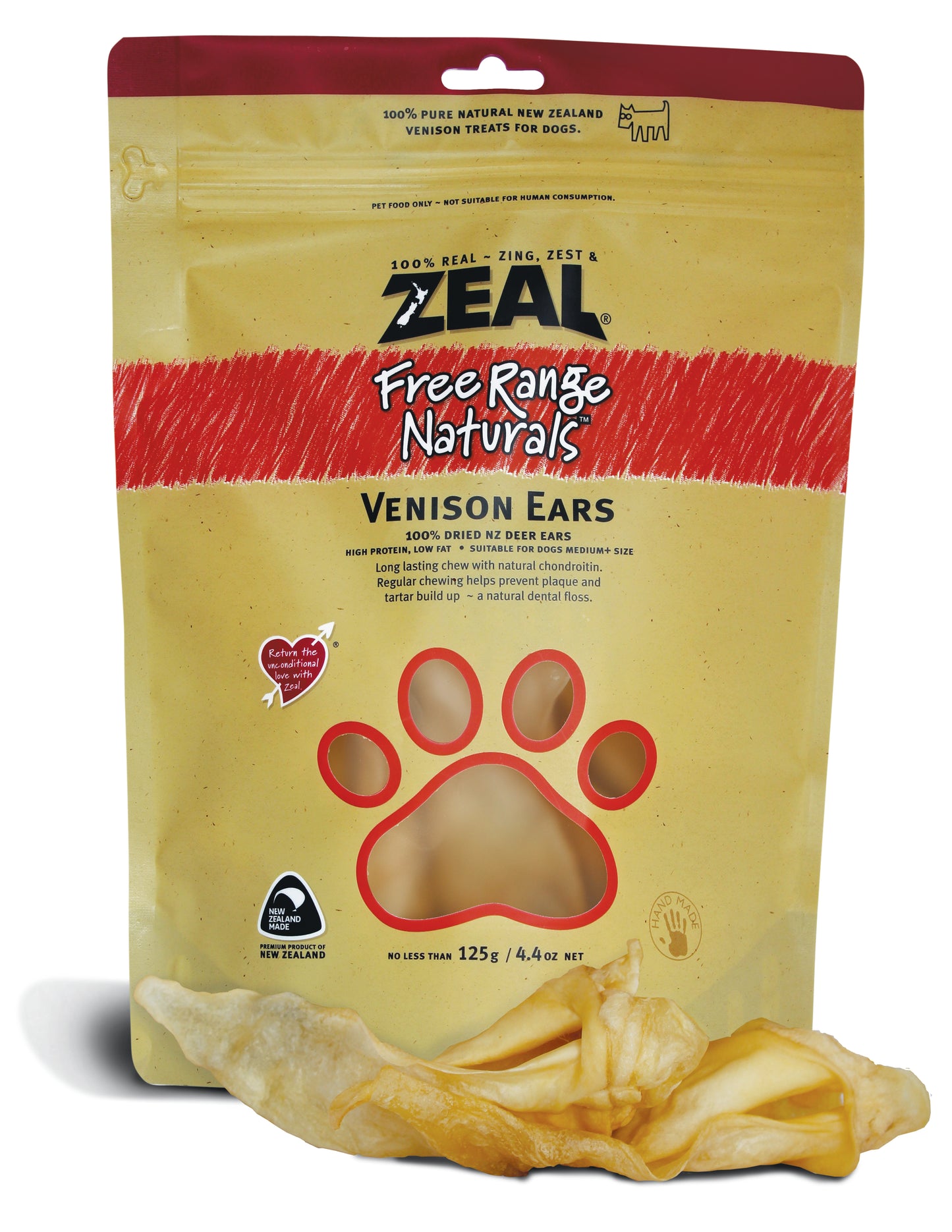 Zeal Dried Venison Ears Dog Treats [Wt: 125 g]