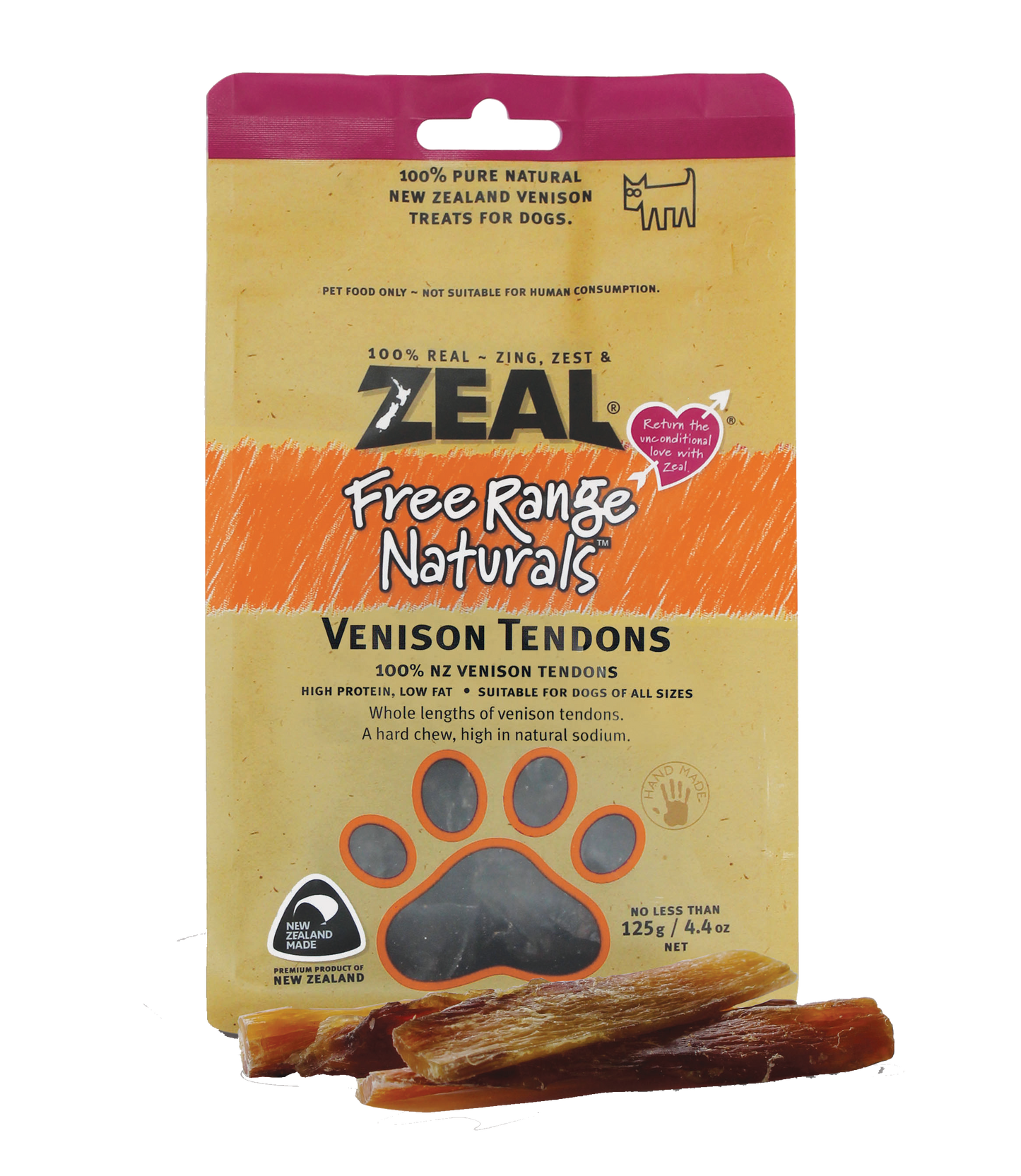 Zeal Venison Tendons Dog Treats [Wt: 125 g]