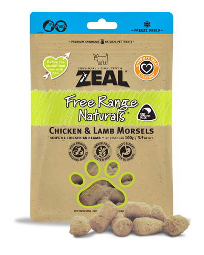 Zeal Freeze Dried Chicken & Lamb Morsels Dog & Cat Treats [Wt: 100 g]