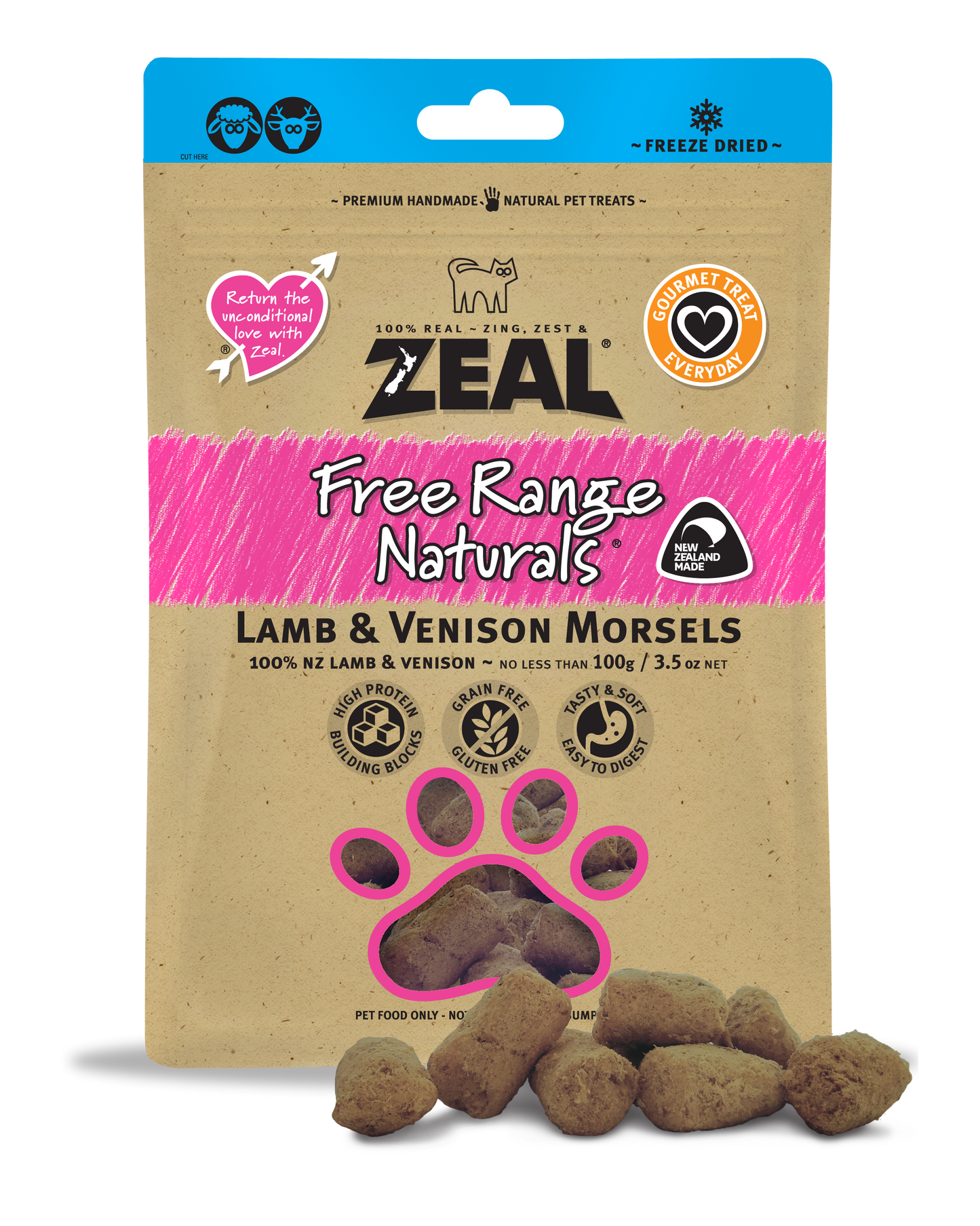 Zeal Freeze Dried Lamb & Venison Morsels Cat & Dog Treats [Wt: 100 g]