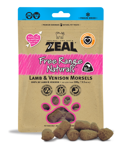 Zeal Freeze Dried Lamb & Venison Morsels Cat & Dog Treats [Wt: 100 g]