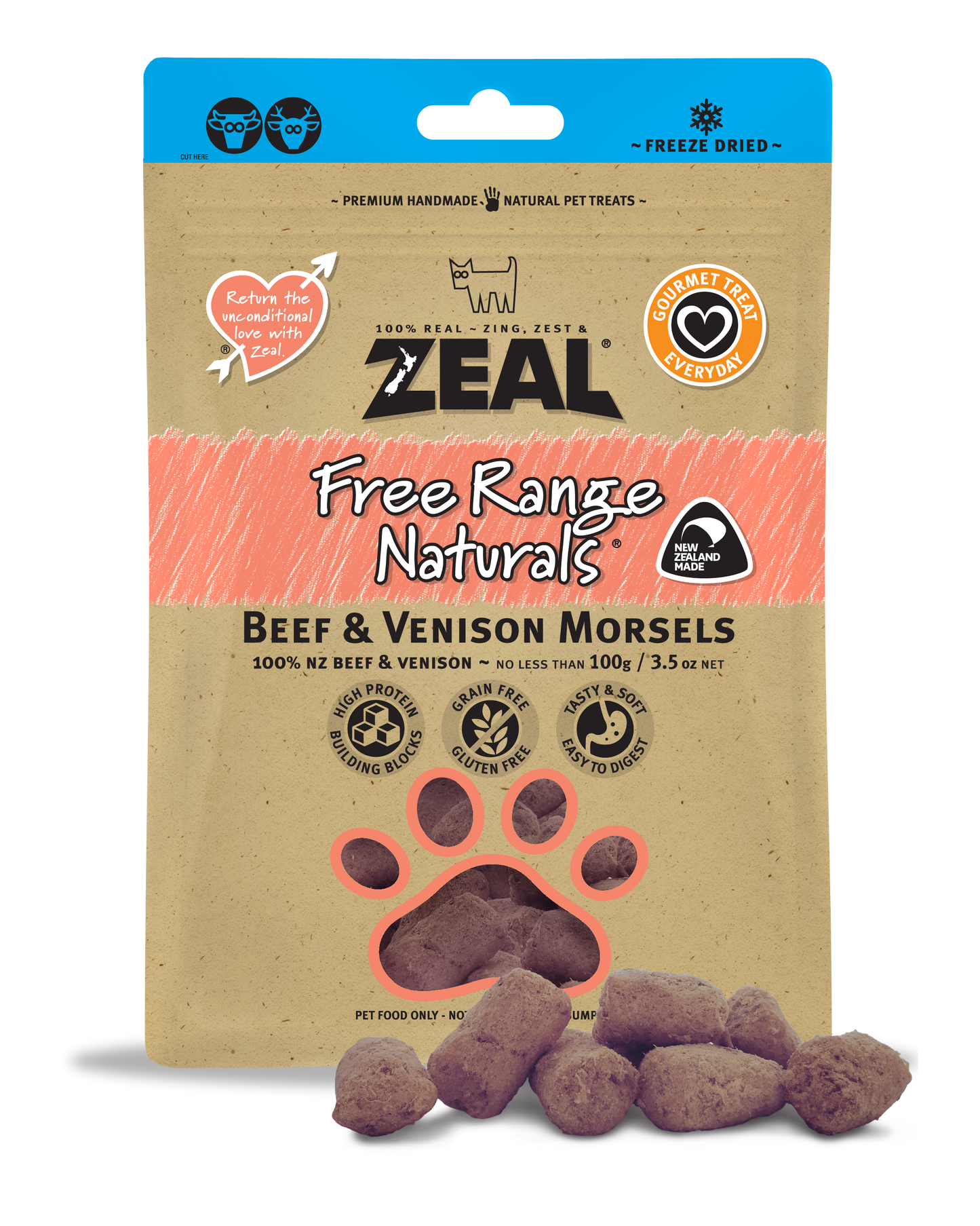 Zeal Freeze Dried Beef & Venison Morsels Cat & Dog Treats [Wt: 100 g]