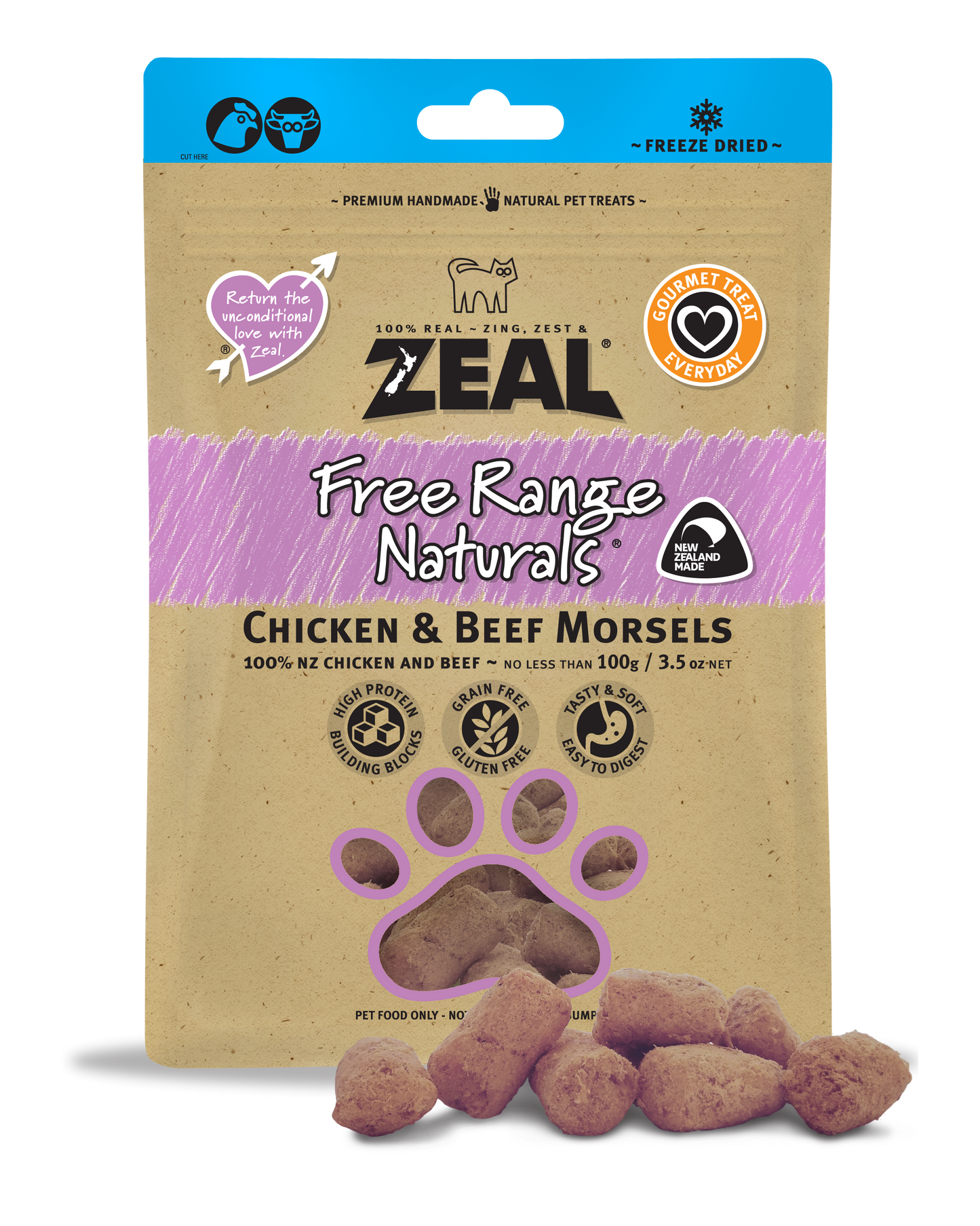 Zeal Freeze Dried Chicken & Beef Morsels Cat & Dog Treats [Wt: 100 g]