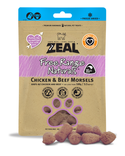 Zeal Freeze Dried Chicken & Beef Morsels Cat & Dog Treats [Wt: 100 g]
