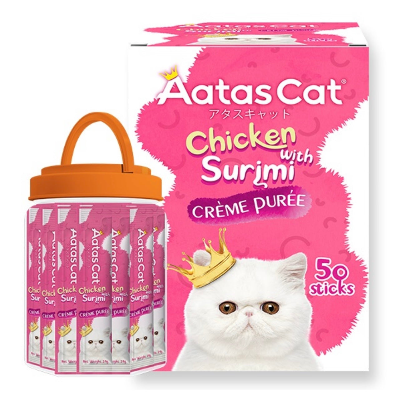 Aatas Cat Creme Puree Chicken Cat Treats 14g x 50 Sachets