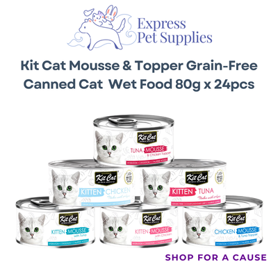 Kit Cat Mousse & Topper Grain-Free Canned Cat  Wet Food 80g x 24pcs